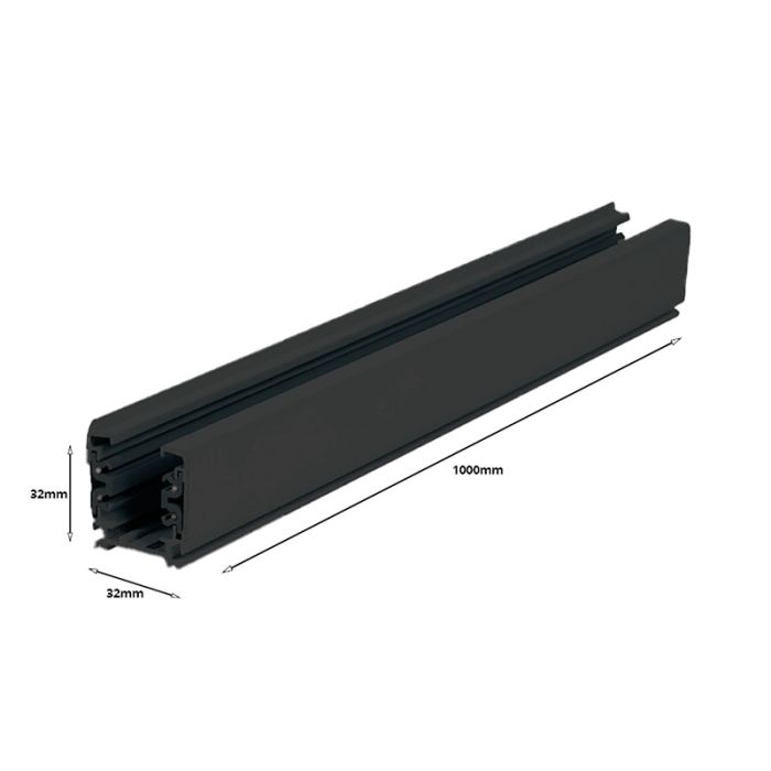 3-phase rail, 1 meter, black, Pro