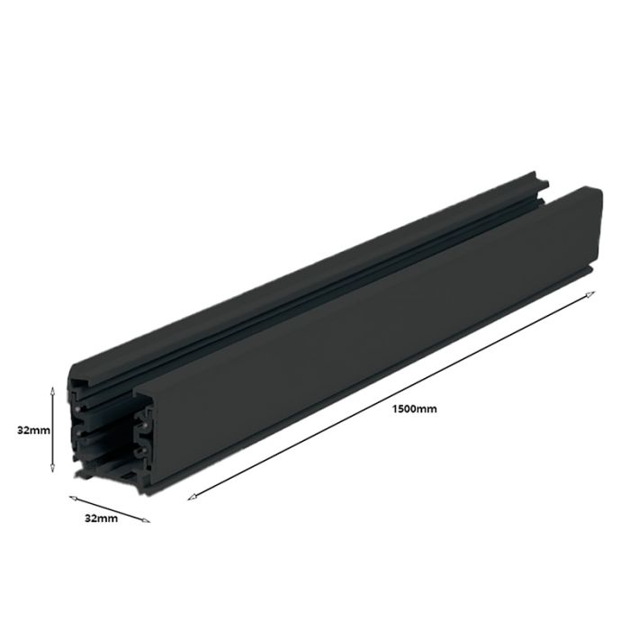 3-phase rail, 1.5 meters, black, Pro