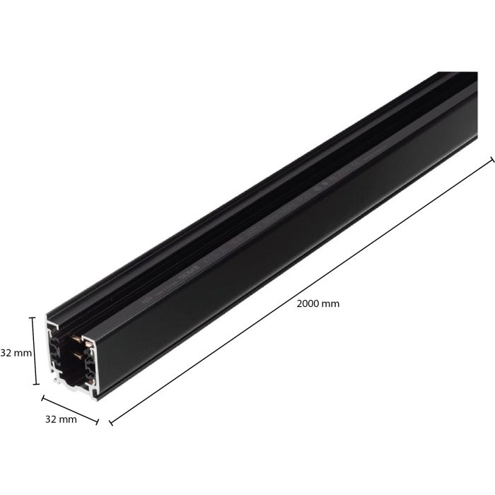 3-phase rail, 2 meters, black, Pro