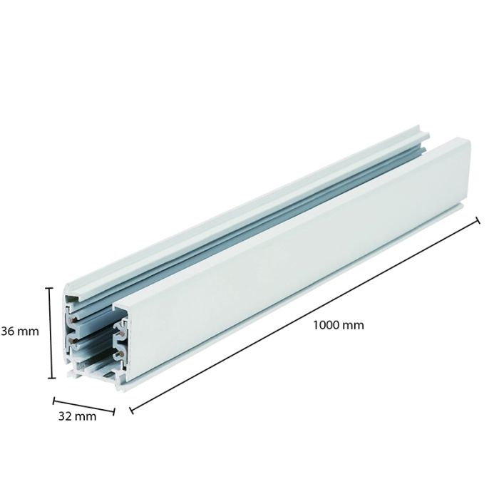 3-phase rail, 1 meter, white, Pro