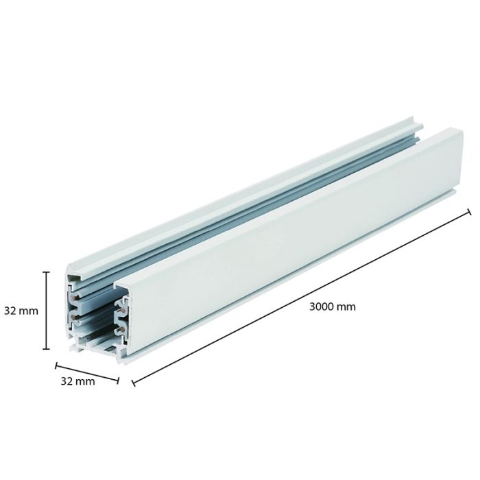 3-phase rail, 3 meters, white, Pro