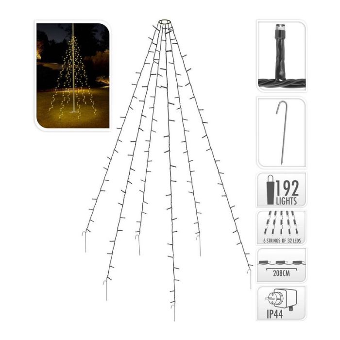 Flagpole lighting for outside, 192 leds, 6 strands of 2m, without mast