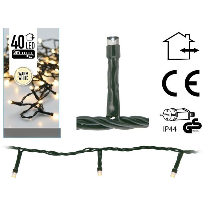 3m LED outdoor Christmas lights, 40 warm white lights