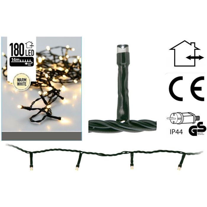 13.5 m LED outdoor Christmas lights, 180 warm white lights