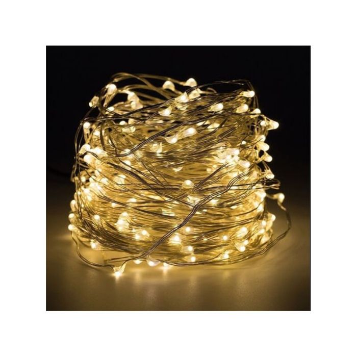 2m LED wire lighting on battery, 40 LEDs, warm white