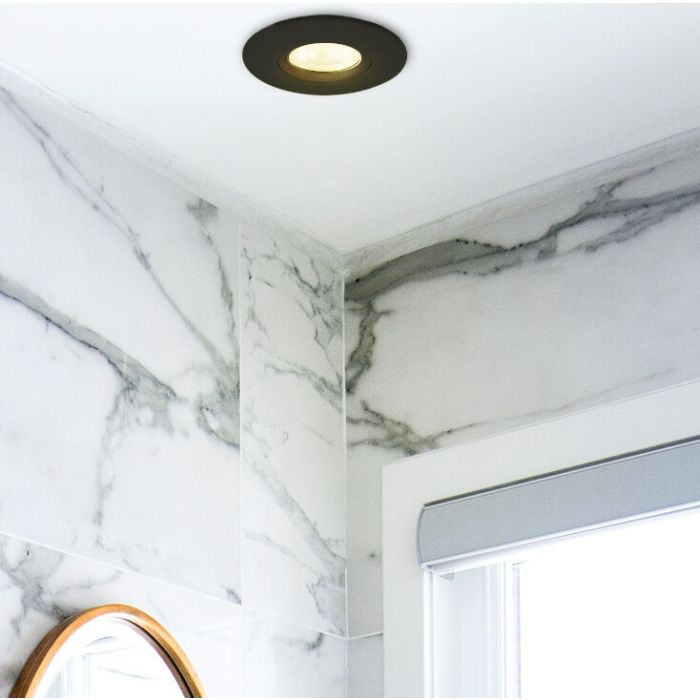 Modern bathroom recessed downlight black, Jill, IP44