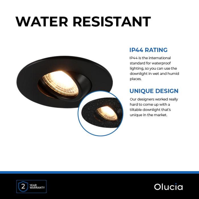 Modern bathroom recessed downlight black, Jill, IP44