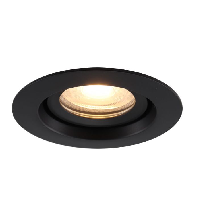 Aluminium bathroom recessed downlight black, Jorin, IP65
