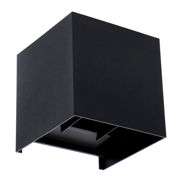 Black modern up down wall light aluminium, Dion, 7W, dim to warm LED, IP65