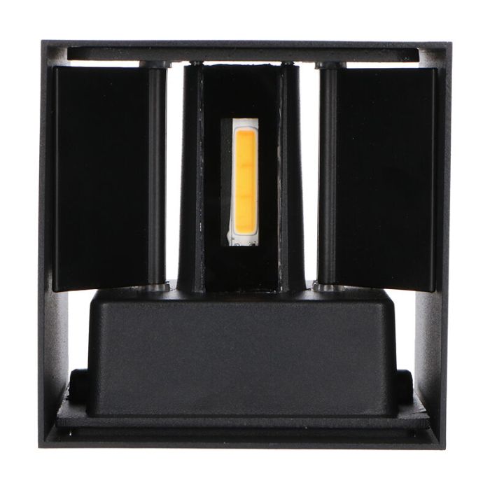 Black modern up down wall light aluminium, Dion, 7W, dim to warm LED, IP65