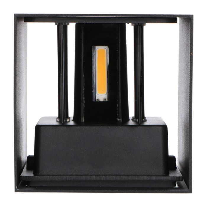 Black modern up down wall light aluminium, Dion, 7W, dim to warm LED, IP65