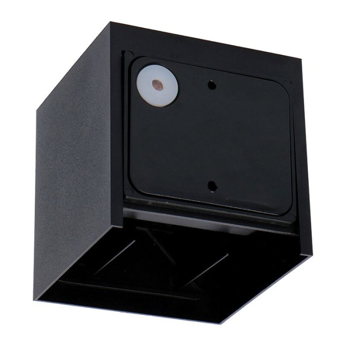 Black modern up down wall light aluminium, Dion, 7W, dim to warm LED, IP65