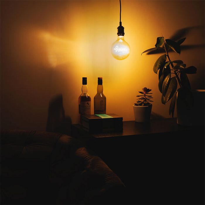 Dimmable E27 LED lamp with home filament, G125, 4,5w, 1800K (candlelight)