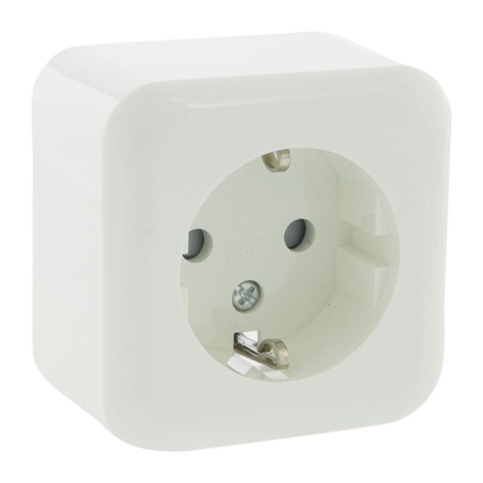 Exin Exo socket, surface-mounted, single, Schuko earth, polar white