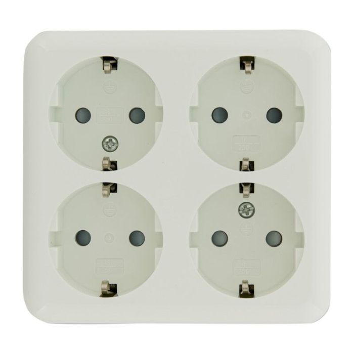 Exin Exo socket, surface-mounted, 4-gang, earthed, polar white