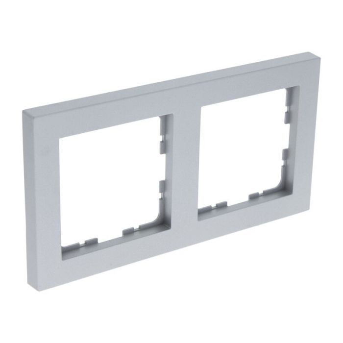 Q-Link S-Line cover frame 2-gang, Gray / aluminum colored