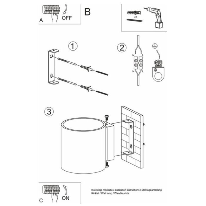 Aluminium up down wall light white, Amely