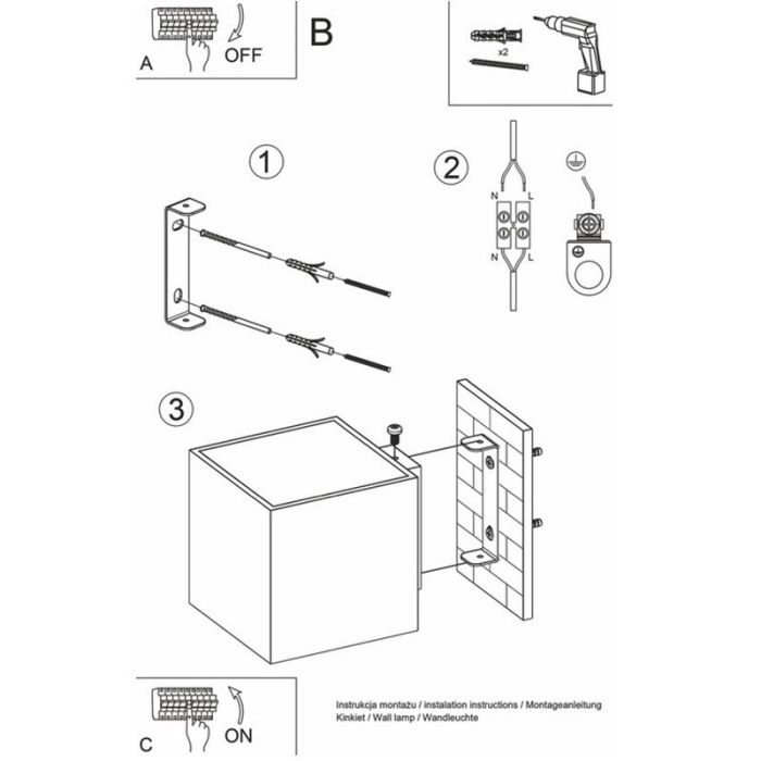 Aluminium up down wall light white, Andro