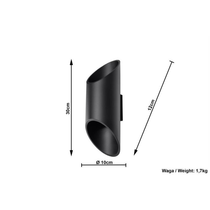 Aluminium up down wall light black, Haidar