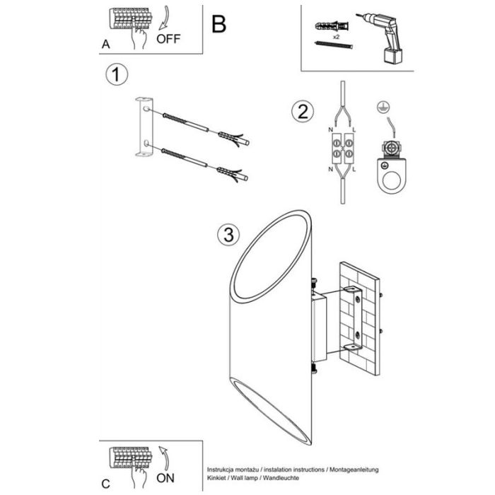Aluminium up down wall light black, Haidar