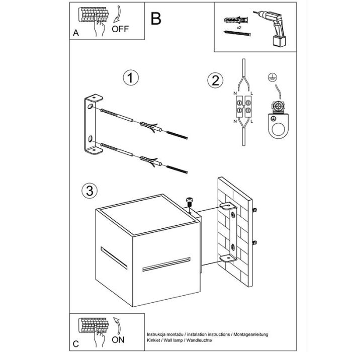 Aluminium up down wall light black, Jacky