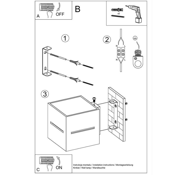 Aluminium up down wall light white, Jacky