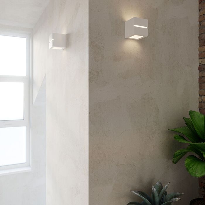 Glass up down wall light white, Caitlin