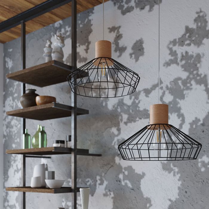Wood pendant light brown, Gesina