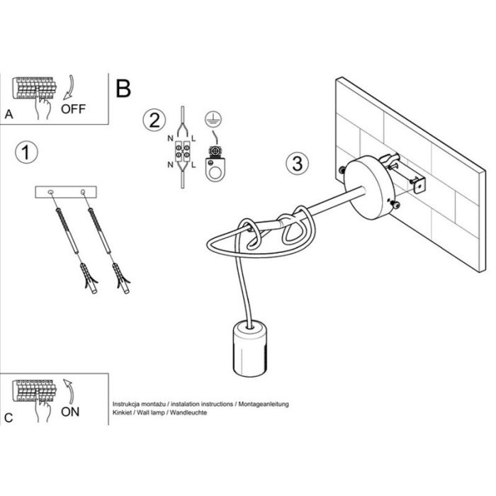 Steel wall light black, Lauraine