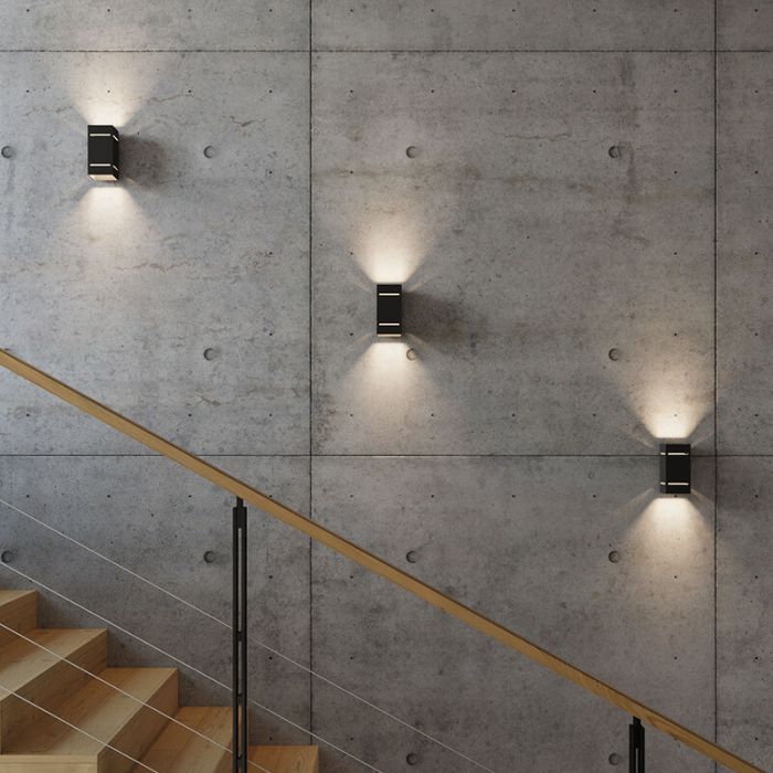 Aluminium up down wall light black, Janien