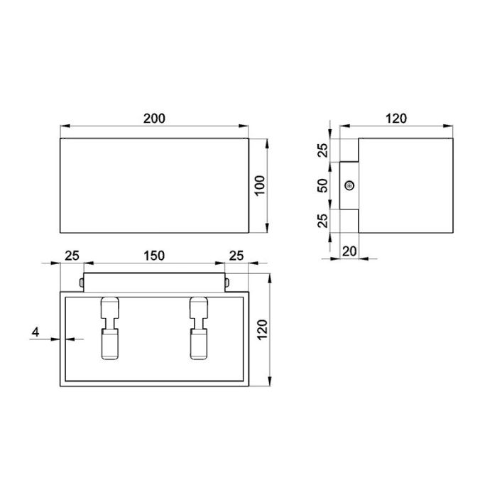 Aluminium up down wall light grey, Andro