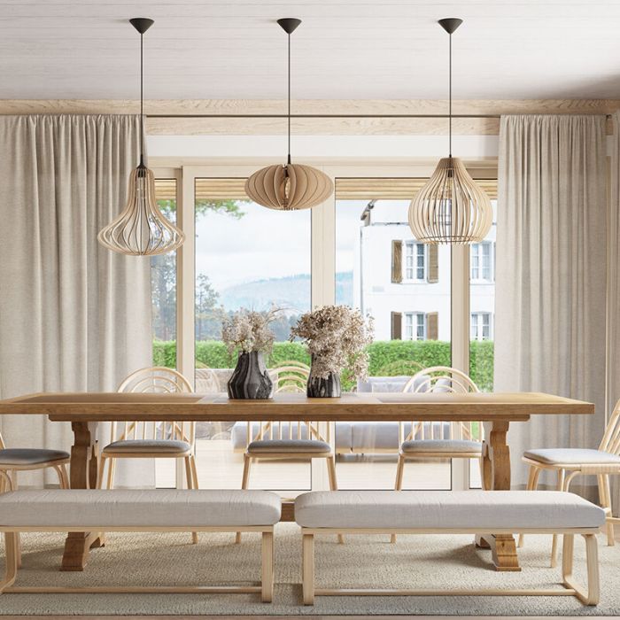 Wood pendant light brown, Gudo