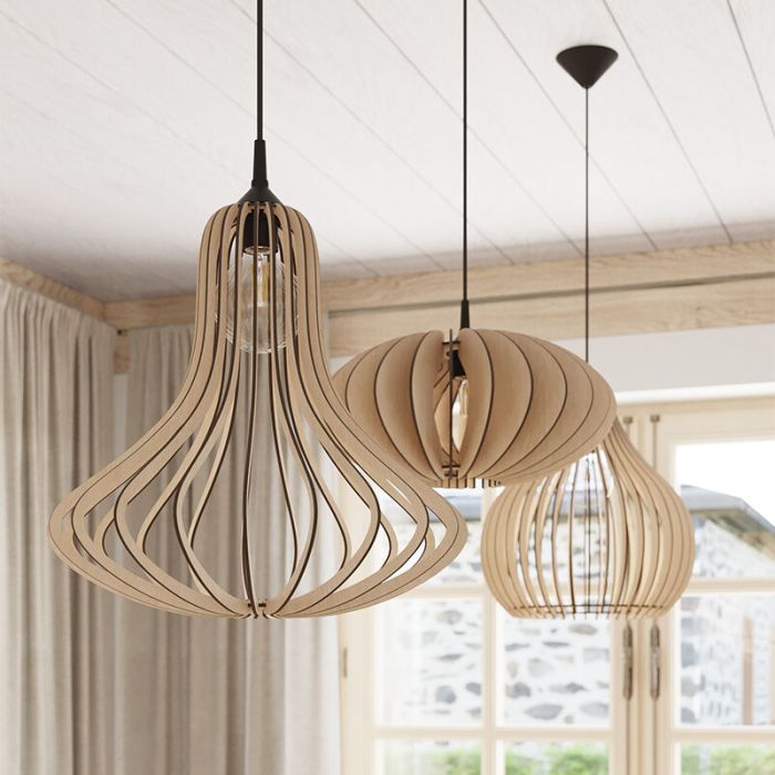 Wood pendant light brown, Gudo