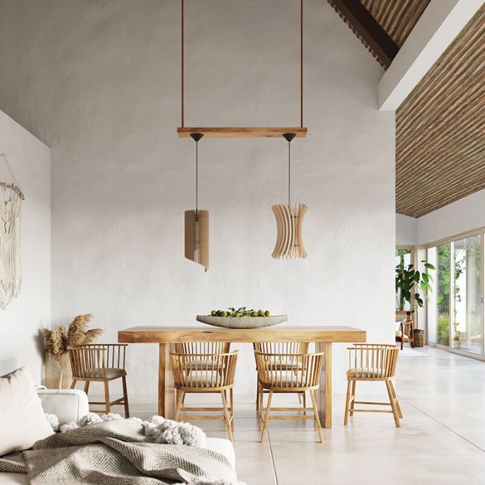 Wood pendant light brown, Guiseppe