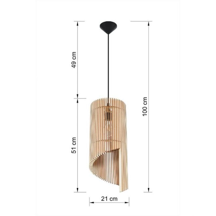 Wood pendant light brown, Guiseppe