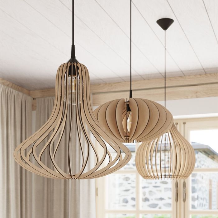 Wood pendant light brown, Grada