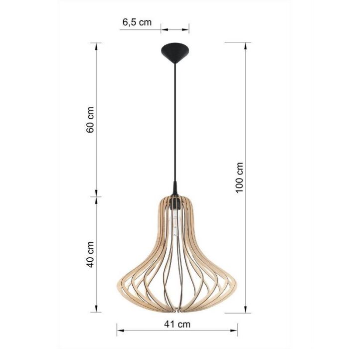 Wood pendant light brown, Grada