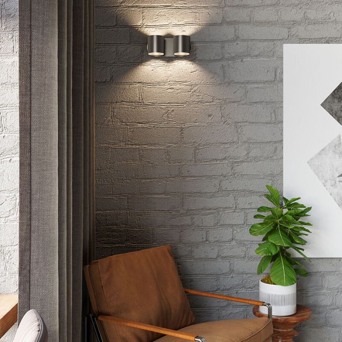 Aluminium up down wall light black, Amely