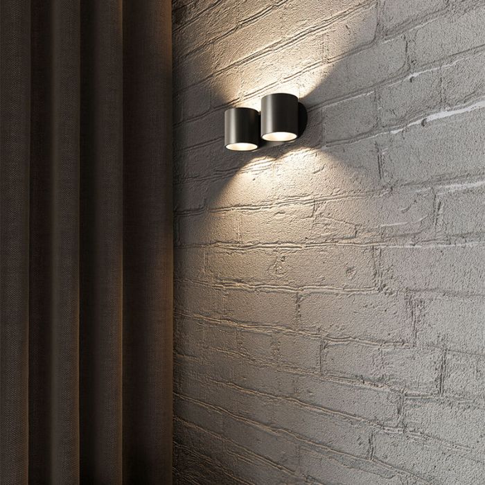 Aluminium up down wall light black, Amely