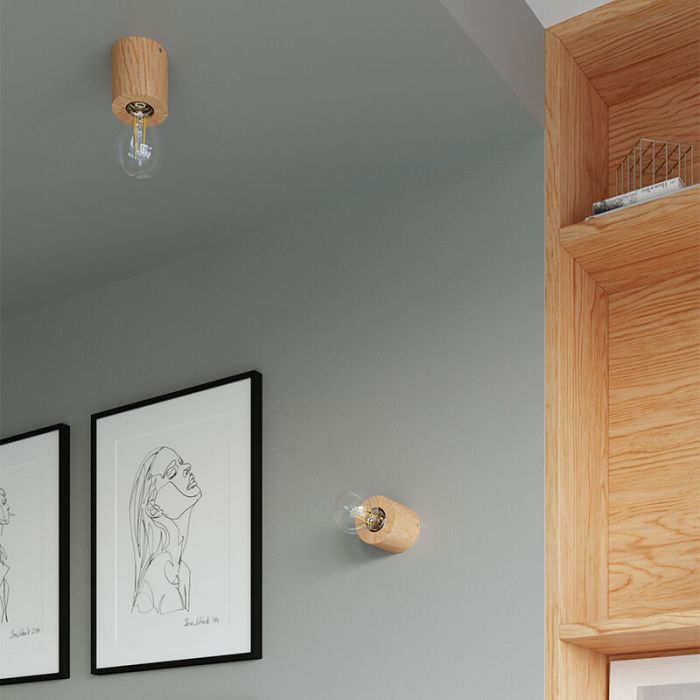 Wood surface mounted downlight brown, Anela
