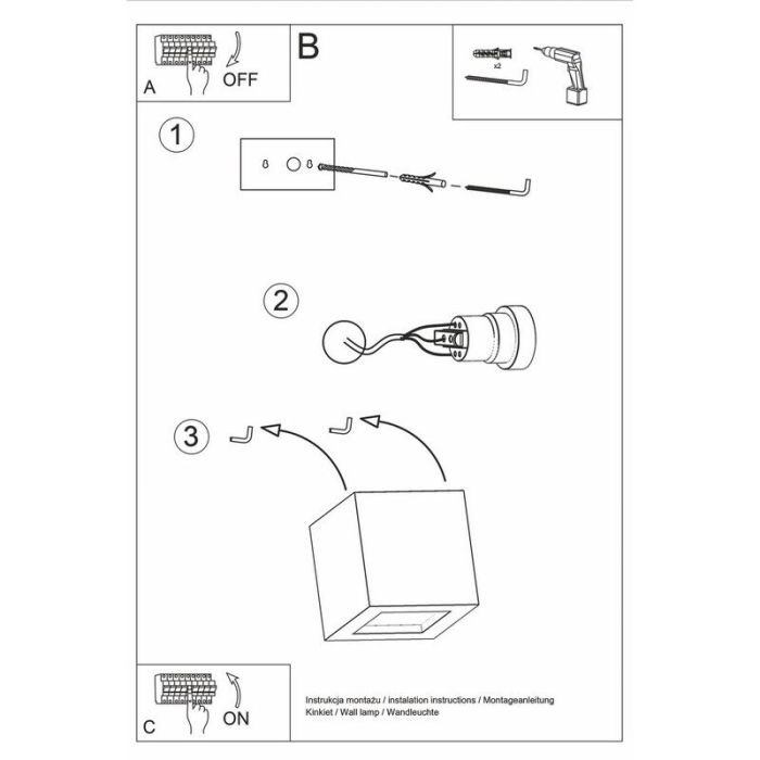Glass up down wall light grey, Caitlin