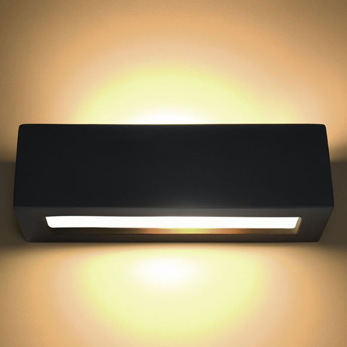 Glass up down wall light black, Emmaly