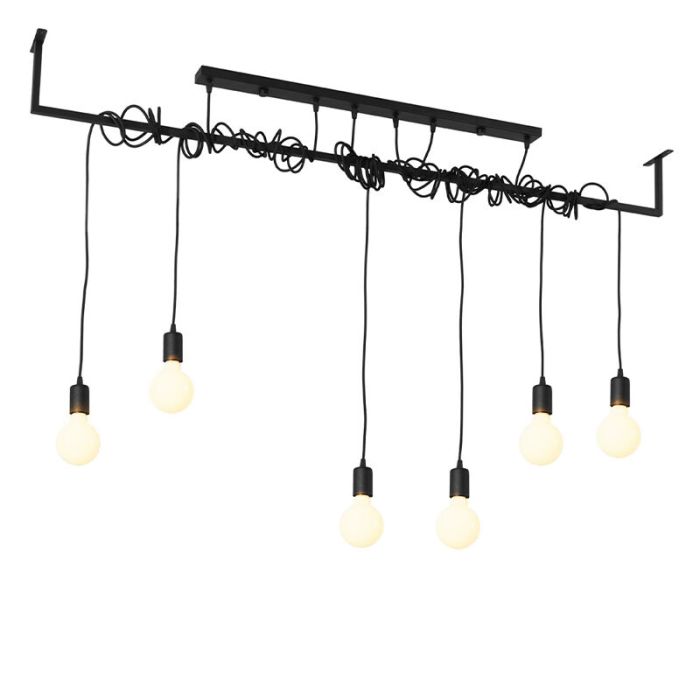 Steel pendant light black, Lauraine