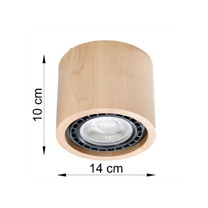 Wood surface mounted downlight brown, Alessio