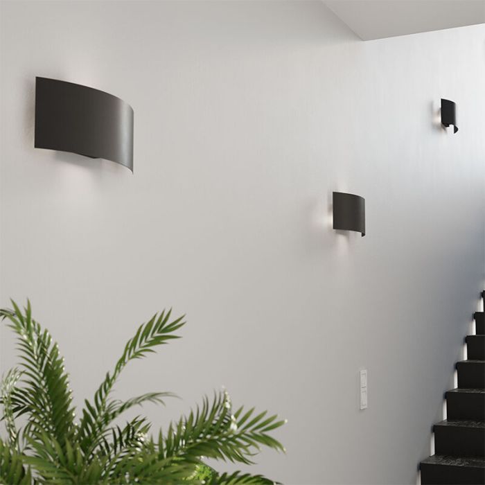 Aluminium up down wall light black, Jorgo