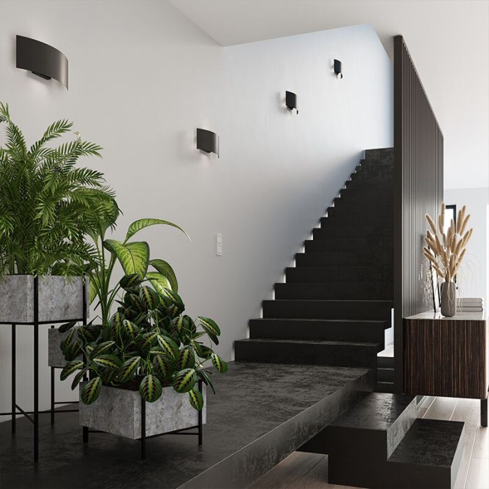 Aluminium up down wall light black, Jorgo