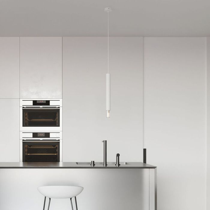 Glass pendant light white, Ishani