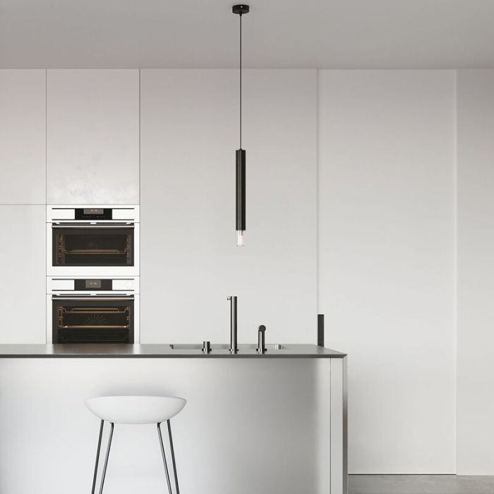 Glass pendant light black, Ishani