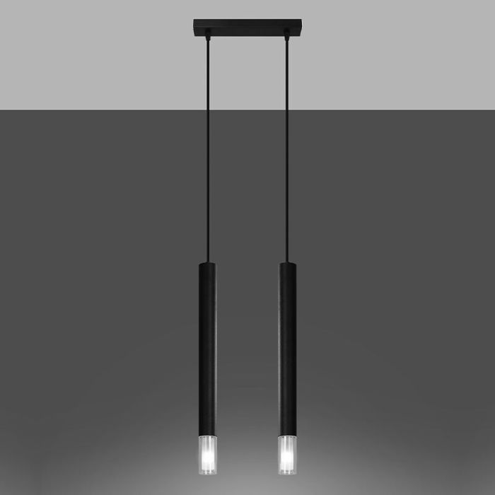 Glass pendant light black, Ishani