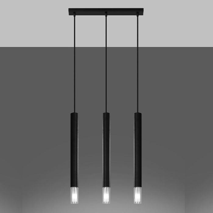 Glass pendant light black, Ishani